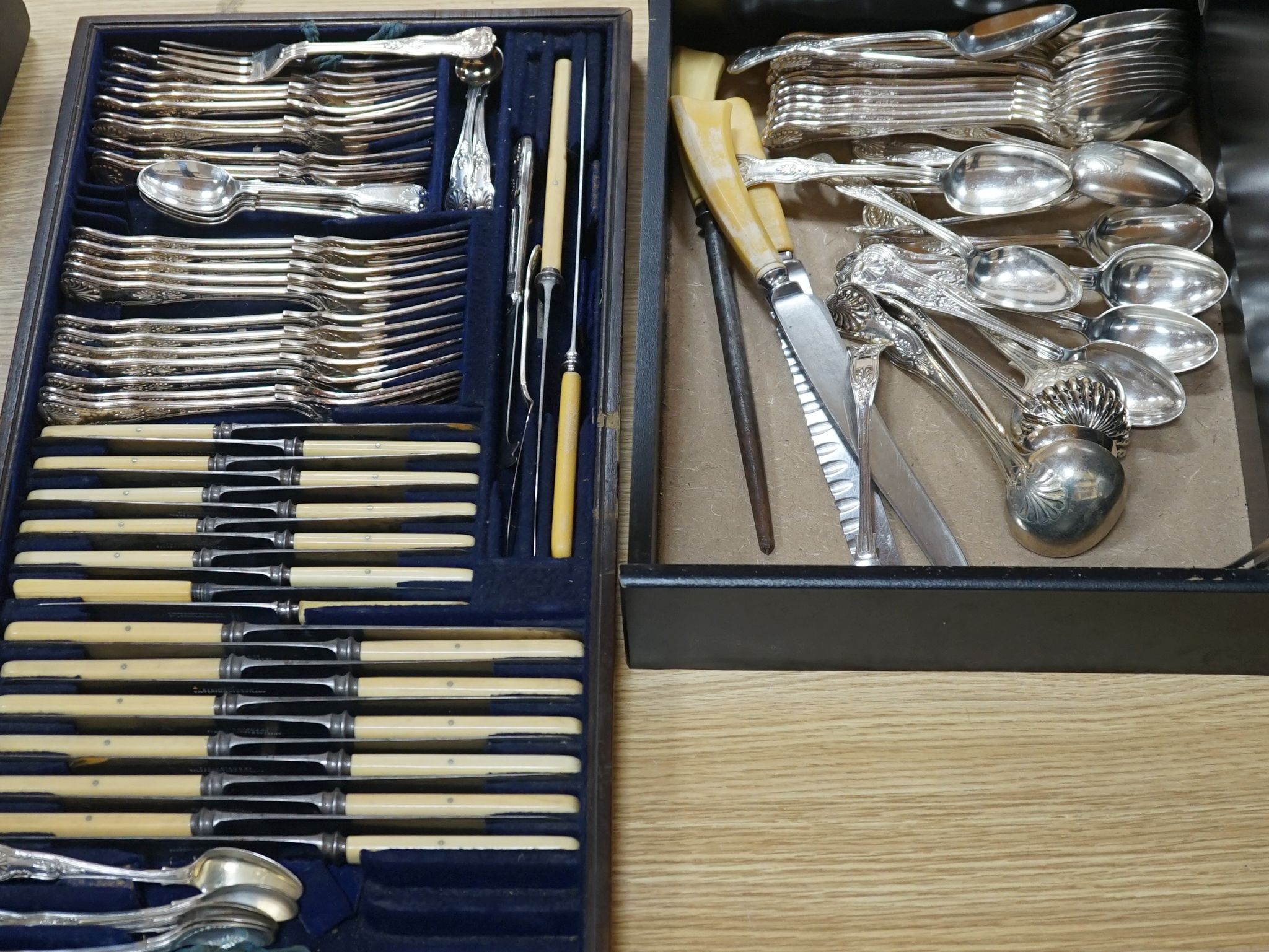 An extensive silver plated cutlery set